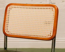 Load image into Gallery viewer, Walnut Wood Rattan Green Dining Chair