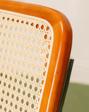 Load image into Gallery viewer, Walnut Wood Rattan Green Dining Chair