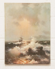 Load image into Gallery viewer, Boat and Gulls on Ocean Waves Print