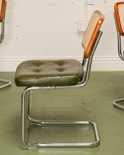 Load image into Gallery viewer, Walnut Wood Rattan Green Dining Chair