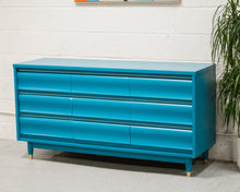 Load image into Gallery viewer, Vintage Peacock Blue 9 Drawer Dresser
