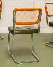 Load image into Gallery viewer, Walnut Wood Rattan Green Dining Chair