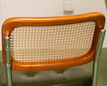 Load image into Gallery viewer, Walnut Wood Rattan Green Dining Chair