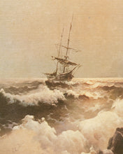 Load image into Gallery viewer, Boat and Gulls on Ocean Waves Print