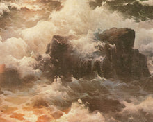 Load image into Gallery viewer, Boat and Gulls on Ocean Waves Print