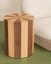 Load image into Gallery viewer, Round Two Toned Wood Side Table