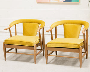 Vintage Pair of Horn Arm Chairs Reupholstered