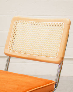 Blonde Cantilever Chair with Velvet Rust Seat