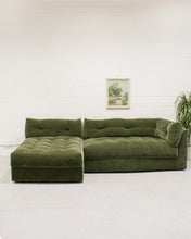 Load image into Gallery viewer, Prima Chaise and Bumper Olive Green Sofa