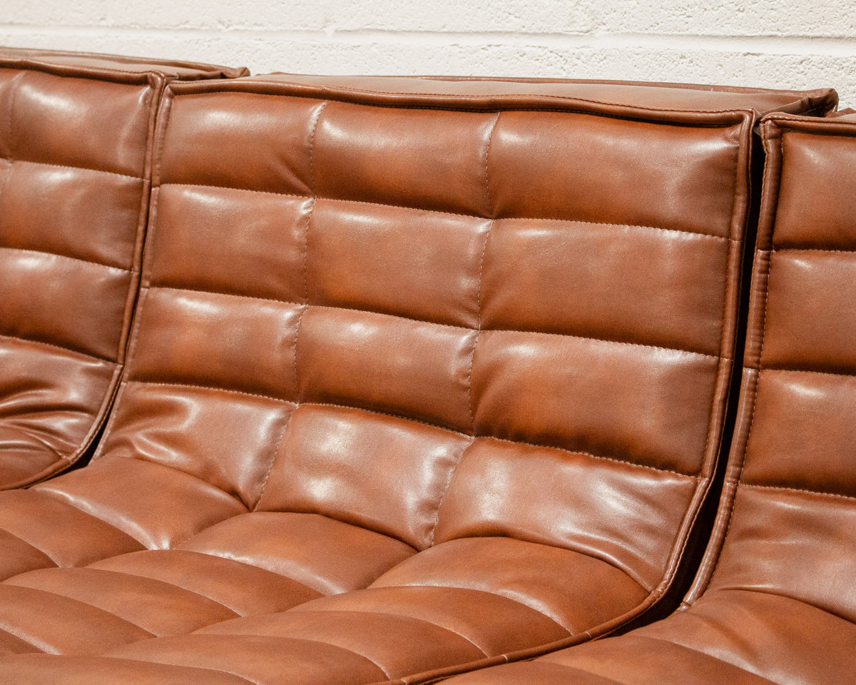 BROWN by 2-tacs　LEATHER FLARED Lazzara Austin 78.5 in. W Brown Faux Leather Double Glider