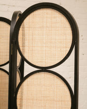 Load image into Gallery viewer, Black and Wicker Room Divider