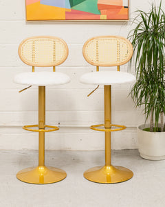 Wicker Bar Stools with Gold Base