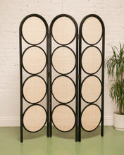 Load image into Gallery viewer, Black and Wicker Room Divider