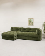 Load image into Gallery viewer, Prima Chaise and Bumper Olive Green Sofa