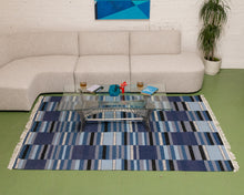 Load image into Gallery viewer, Blue Colorblock Kilm Rug
