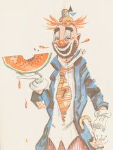 Load image into Gallery viewer, Vintage Folk Art Clown Circus Painting Carnival Watermelon