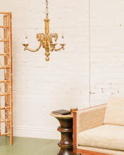 Load image into Gallery viewer, Mid-20th Century Champan Brass Three-Arm Chandelier with Ram's Heads