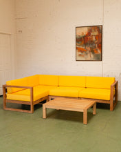 Load image into Gallery viewer, Mareena Outdoor Teak Sectional Sofa in Yellow with Coffee Table