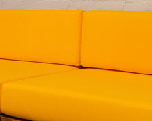 Load image into Gallery viewer, Mareena Outdoor Teak Sectional Sofa in Yellow with Coffee Table