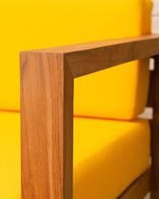 Load image into Gallery viewer, Mareena Outdoor Teak Sectional Sofa in Yellow with Coffee Table