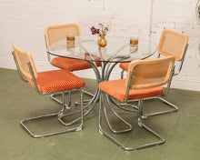 Load image into Gallery viewer, Checkered Rust Chrome Rattan Chair