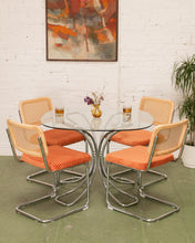 Load image into Gallery viewer, Checkered Rust Chrome Rattan Chair