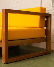 Load image into Gallery viewer, Mareena Outdoor Teak Sectional Sofa in Yellow with Coffee Table