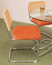 Load image into Gallery viewer, Checkered Rust Chrome Rattan Chair