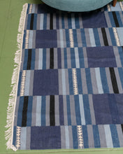 Load image into Gallery viewer, Blue Colorblock Kilm Rug