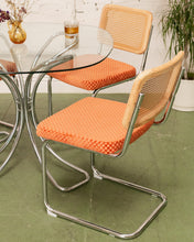 Load image into Gallery viewer, Checkered Rust Chrome Rattan Chair