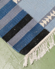 Load image into Gallery viewer, Blue Colorblock Kilm Rug