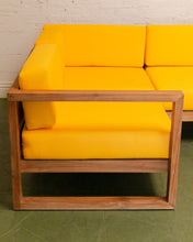 Load image into Gallery viewer, Mareena Outdoor Teak Sectional Sofa in Yellow with Coffee Table