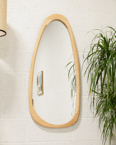 Futuristic Natural Wood Mirror