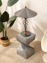 Load image into Gallery viewer, Sculptural Metallic Twist Pedestal Side Table with Hourglass Form