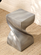 Load image into Gallery viewer, Sculptural Metallic Twist Pedestal Side Table with Hourglass Form