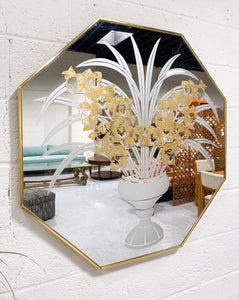 Hexagon 1980’s Etched Mirror / “Vintage Etched Octagonal Mirror”