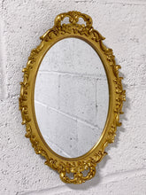 Load image into Gallery viewer, Bright Gold Ovular Ornate Mirror
