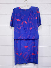 Load image into Gallery viewer, Vintage Cobalt Blue and Fuchsia Dress (S)