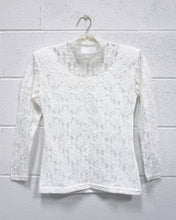 Load image into Gallery viewer, Cream Lace Mock Neck Blouse