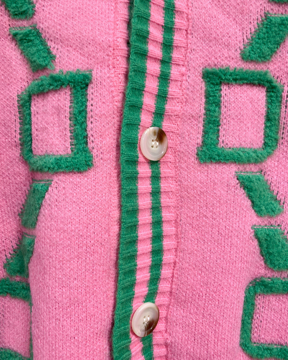 Super Soft Pink and Green Cardigan (L) Sunbeam Vintage