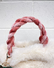 Load image into Gallery viewer, Cream Furry Purse with Mauve Pom Poms
