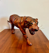 Load image into Gallery viewer, 1960s Vintage Leather Wrapped Tiger Sculpture