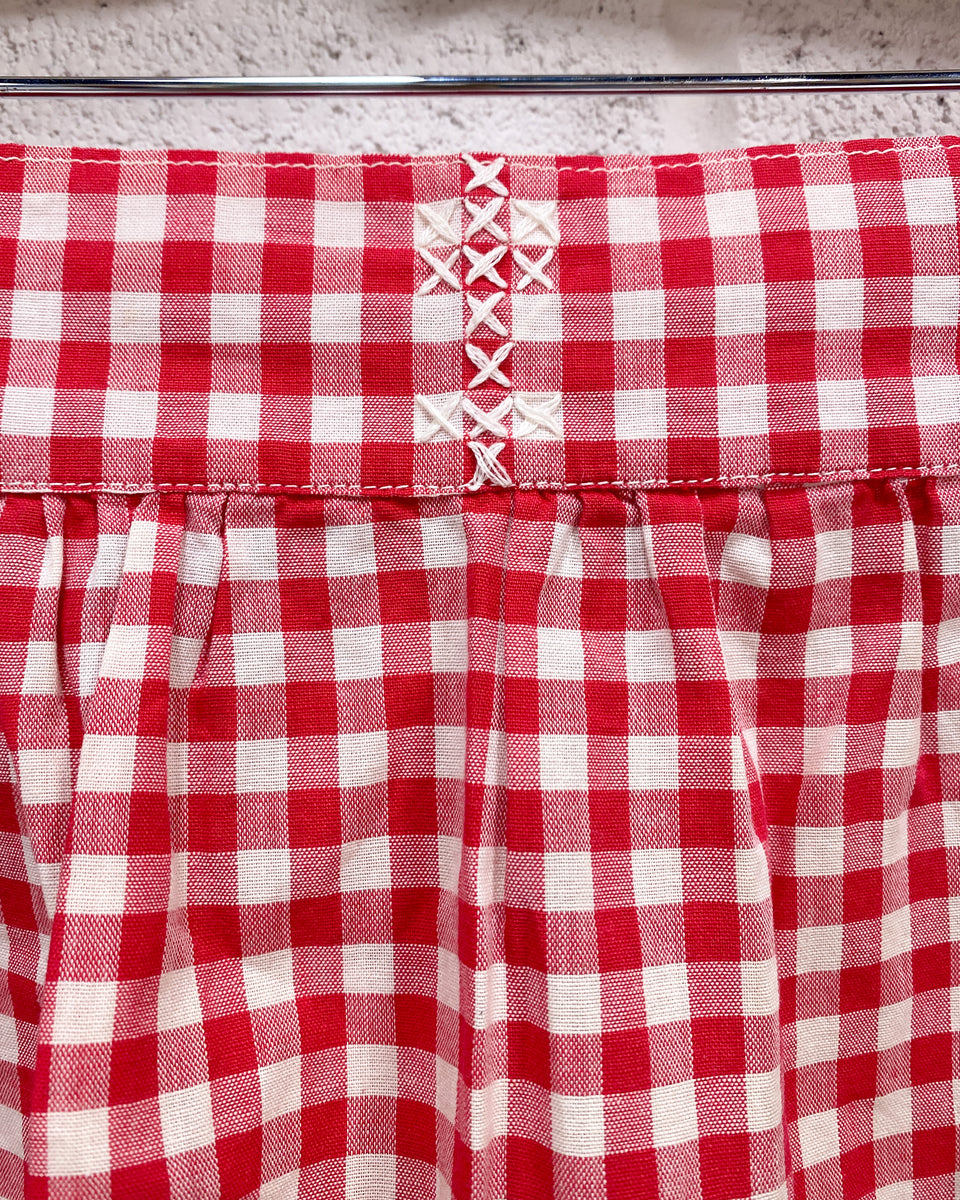 Vintage Red Gingham Embroidered Waist Apron – Sunbeam Vintage display picture 1