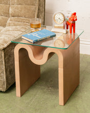 Load image into Gallery viewer, Squiggly Glass Top Side Table