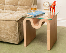 Load image into Gallery viewer, Squiggly Glass Top Side Table