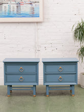 Load image into Gallery viewer, Blue Hollywood Regency Nightstands