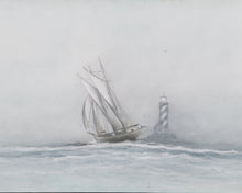 Load image into Gallery viewer, Vintage Moody Nautical Oil Painting
