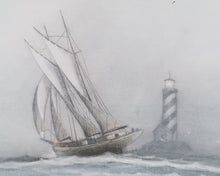 Load image into Gallery viewer, Vintage Moody Nautical Oil Painting