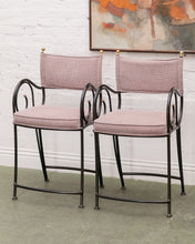 Load image into Gallery viewer, Vintage Shaver Howard Scrolled Iron pair of Bar Stools