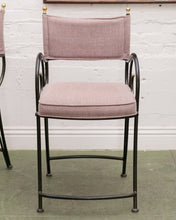 Load image into Gallery viewer, Vintage Shaver Howard Scrolled Iron pair of Bar Stools